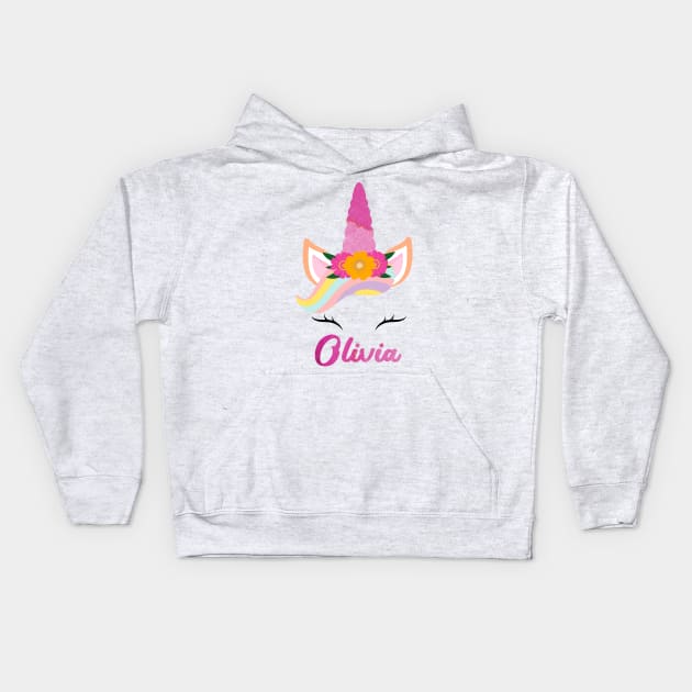 Name olivia unicorn lover Kids Hoodie by Gaming champion